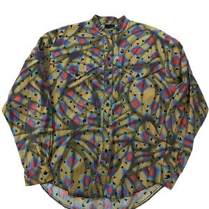 VTG The Look 80’s Western Button Down Long Sleeve Blouse Top Size Small